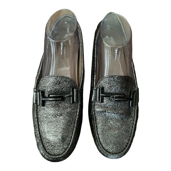 TOD'S Double T metallic cracked-leather loafers with dust bag size 9 (39) - Picture 7 of 13
